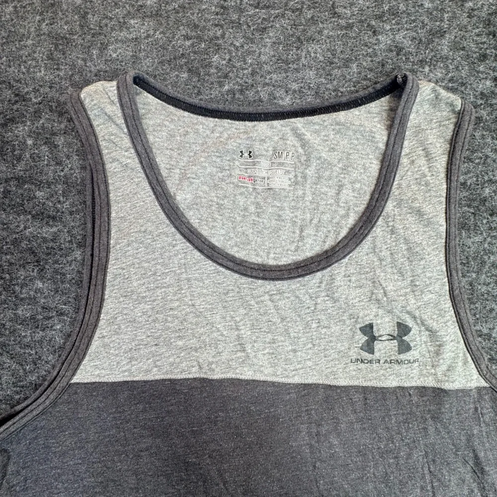 Under Armour‎ Tank Top Mens Small Grey HeatGear Colorblock Sleeveless Shirt